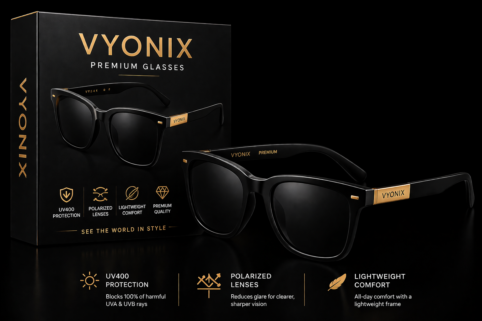 VYONIX Premium Glasses - 1 Pack