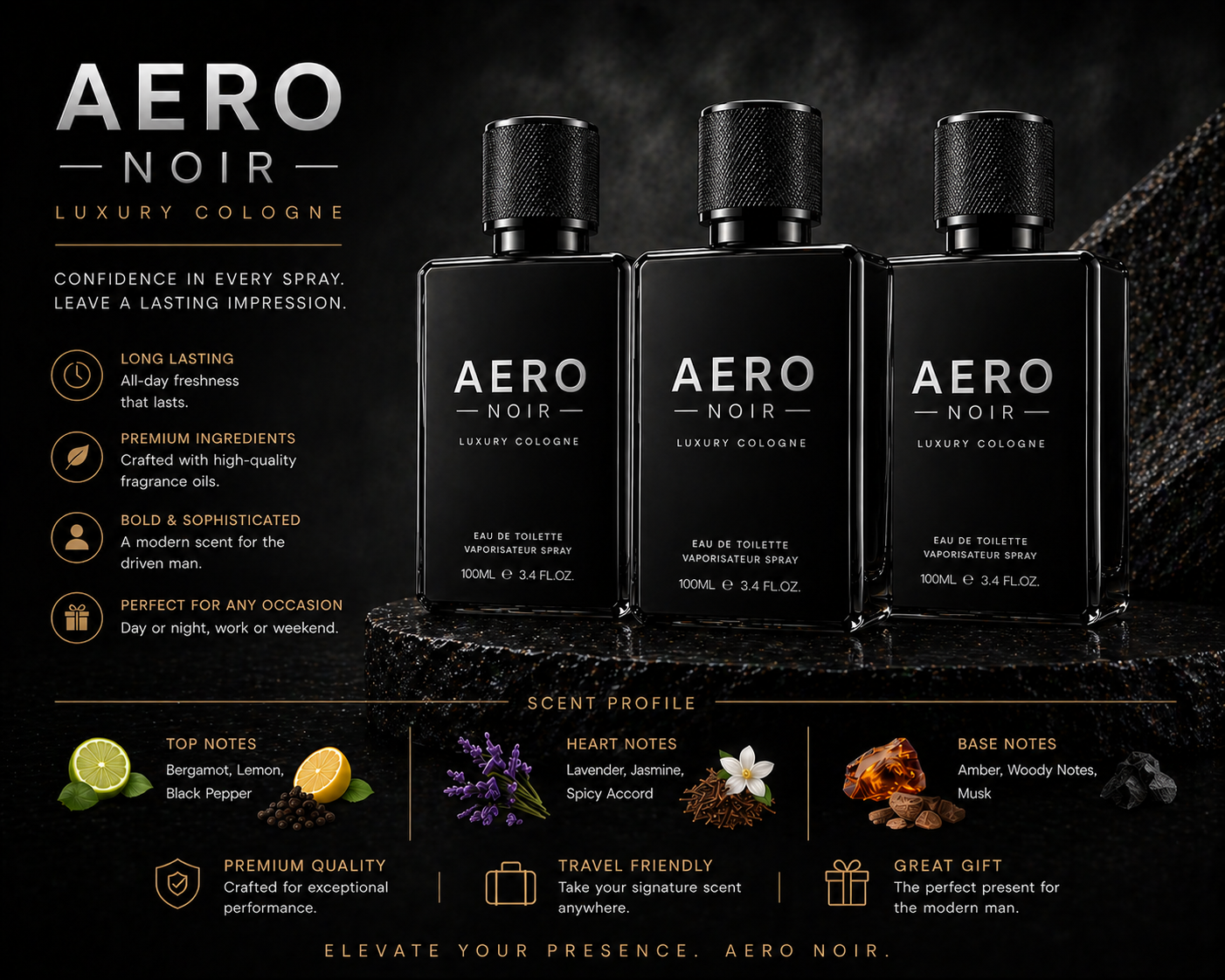 AERO Luxury Cologne - 3 Pack