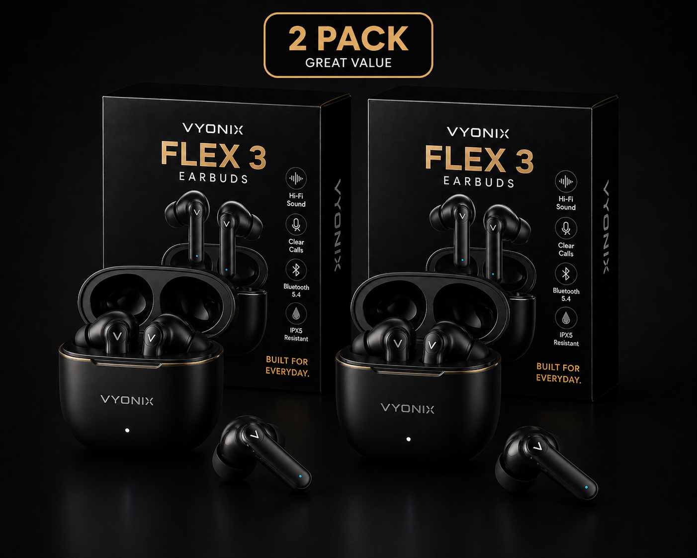 Vyonix Flex 3 Earbuds – 2 Pack